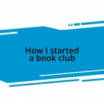 How I started a book club