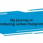 My journey in reducing carbon footprint