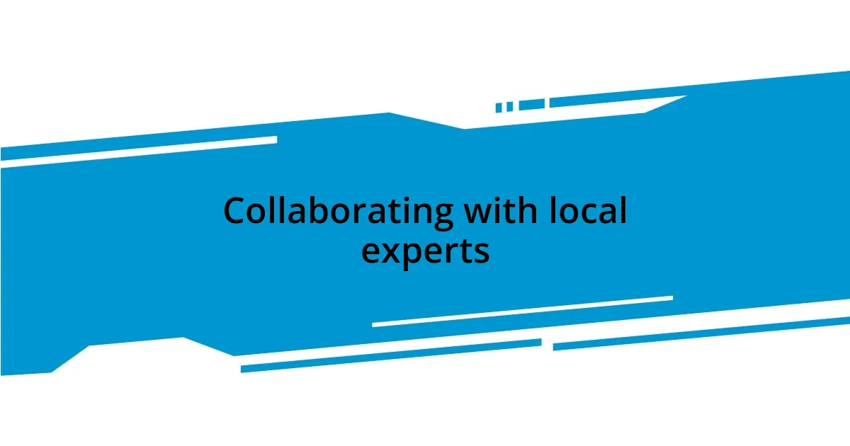 Collaborating with local experts